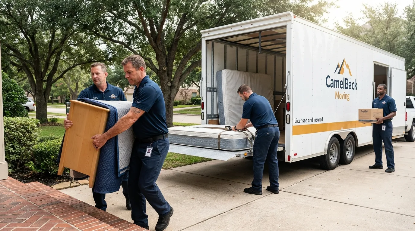 Crew loading residential truck for cross-state move from Somerset, OH