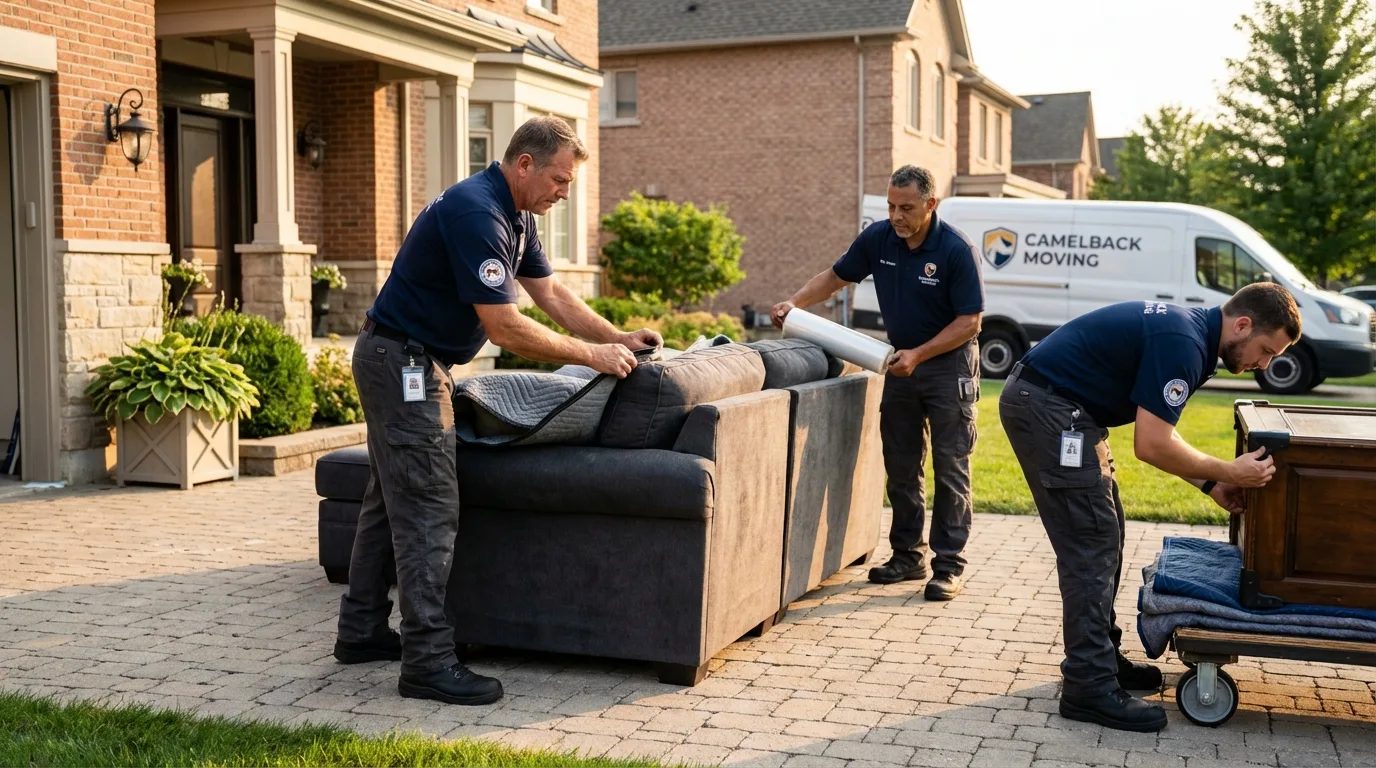 Large estate moving crew wrapping furniture in Somerset, OH